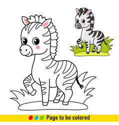 Coloring Book With Zebra In Cartoon Style Black