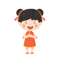 Kid Girl Wearing Traditional Chinese Costume