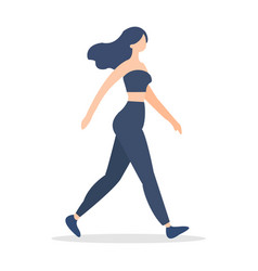 Woman Walking For Health Flat On White Background