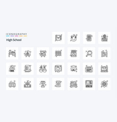 25 High School Line Icon Pack Icons