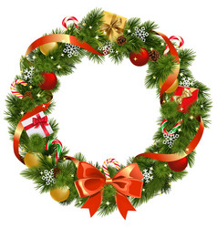 Christmas Pine Wreath With Red Bow