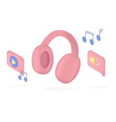 Headphones Music Notes And Music Buttons 3d