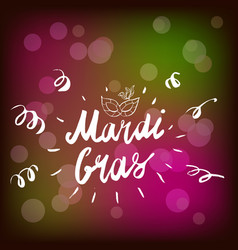 Mardi Gras Hand Drawn Lettering And Mask