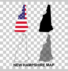 Set Of New Hampshire Map United States America