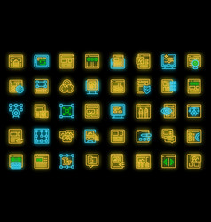 Interface Designer Icons Set Neon