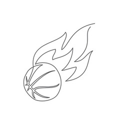 Basketball One Line Drawing Isolated On White