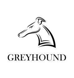 Black And White Line Art Greyhound Dog Head