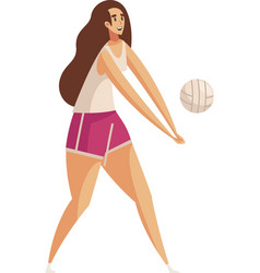 Girl Playing Volleyball Composition