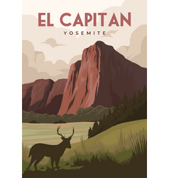 El Capitan Yosemite National Park Vintage Poster