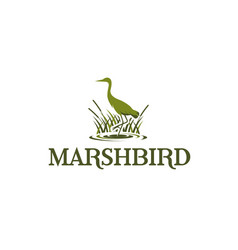 Modern Design Marshbird Grass Water Logo Design