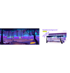 Parallax Background With Magic Forest Landscape