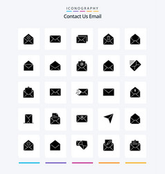 Creative Email 25 Glyph Solid Black Icon Pack