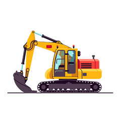 Excavator On White Background Earth Mover Machine