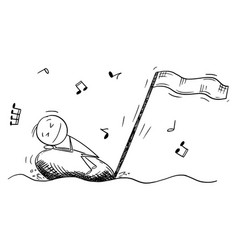 Person Sleeping On Musical Note Floating Waves