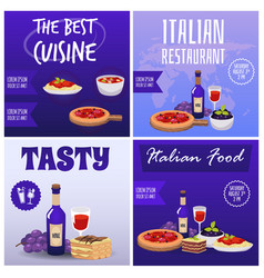 Set Of Squared Banner About Italian Food Flat