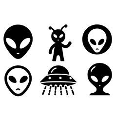 Alien Icon Set Silhouette