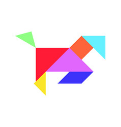 Color Tangram Puzzle In Running Horse Shape