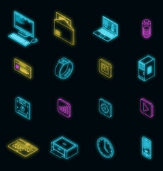 Operating System Icons Set Neon