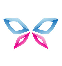 Glossy Blue And Pink Butterfly Icon