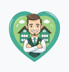 Real Estate Agent With House In Heart Shape