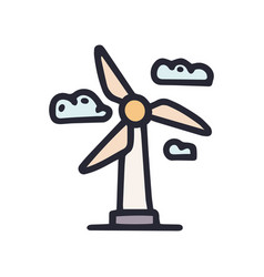 Wind Farm Color Doodle Simple Icon