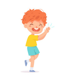 Applause Action Of Cute Red Haired Kid Happy Boy