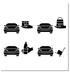 Curbside Pickup Glyph Icons Set