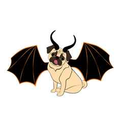 Halloween Pug In Spooky Costume With Wings