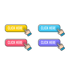 Hand Cursor Icon With Blue Click Button Click