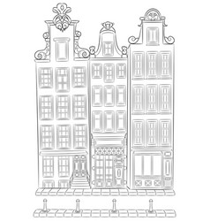 Old Traditional Dutch Stone Houses In Amsterdam