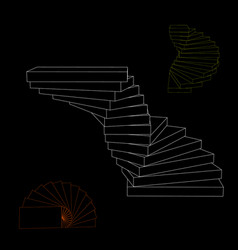 Spiral Staircase Set Isolated On Black Background