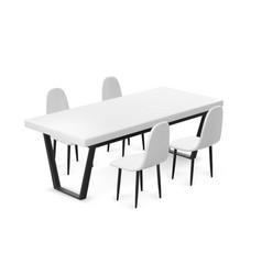 White 3d Table And Chairs Isolated On Background