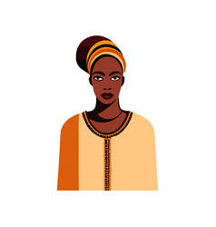 African Woman Face Flat Portrait