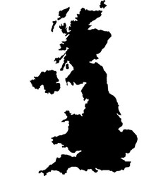 Black Colored United Kingdom Outline Map