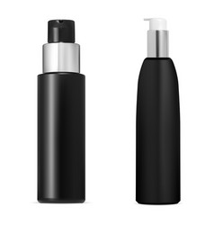 Black Pump Bottle Silver Cap Foundation Container