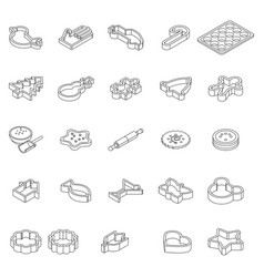 Cookie Molds Icons Set Outline