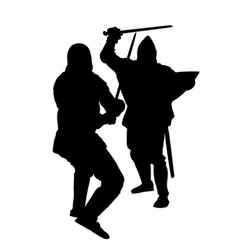 Knights In Armor With Sword Fight Silhouette