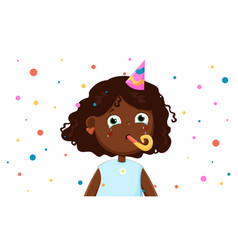 Party Sad Little Crying Black Skin Girl Pcartoon