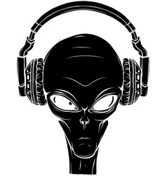 Black Silhouette Of Alien Head With Headphones