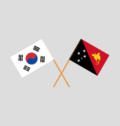 Crossed Flags Of South Korea And Papua New Guinea