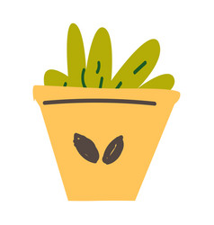 Green Plant In Yellow Pot Cartoon Icon