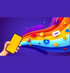 Hand Holding Phone Mockup Color Explosion