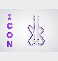 Paper Cut Electric Bass Guitar Icon Isolated On