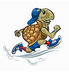 Cartoon turtle wins by crossing the finish line Vector Image