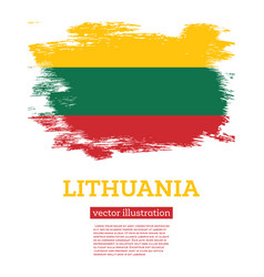 Lithuania Flag With Brush Strokes Independence Day