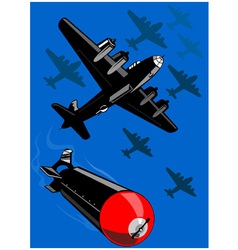 World War Two Bomber Airplanes Drop Bomb Retro