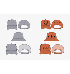 Cap Hats Flat Mockup Fashion Design Template