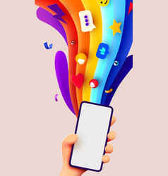 Hand Holding Phone Mockup Color Explosion