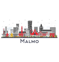 Malmo Sweden City Skyline With Color Buildings