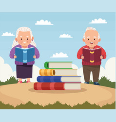 Old Couple Reading Books